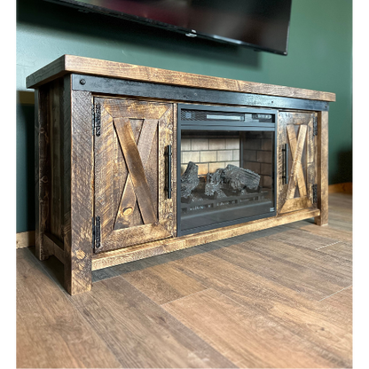 Rustic Retreat TV Stand with Fireplace