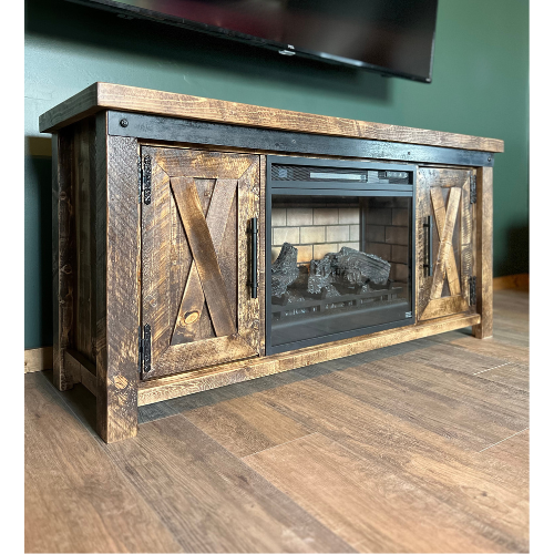 Rustic Retreat TV Stand with Fireplace