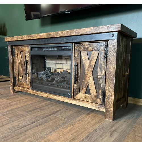 Rustic Retreat TV Stand with Fireplace
