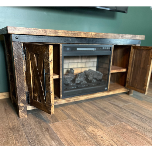 Rustic Retreat TV Stand with Fireplace
