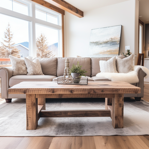 Nature’s Rustic Solid Wood Coffee Table – Handcrafted Spruce