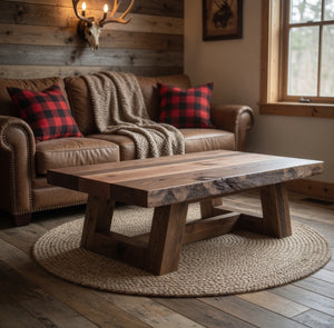 Handcrafted Mountain Lodge Solid Wood Coffee Table