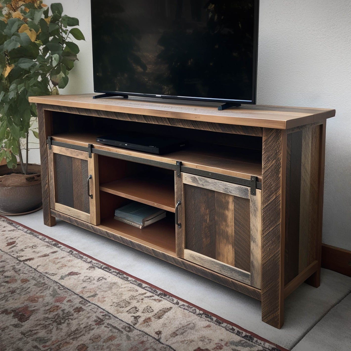 Distressed Wood Barn Door Console