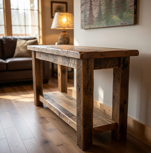 Rustic Reclaimed Barnwood Sofa Table | Natures Rustic Solid Wood Console by Uinta Rustics Utah