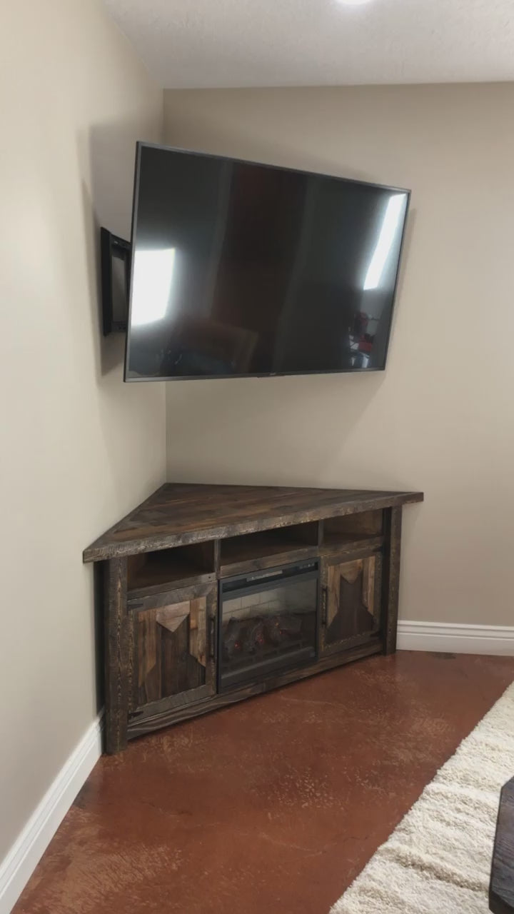 Cozy Up with Our Barnwood Fireplace Console - A Rustic Must-Have!